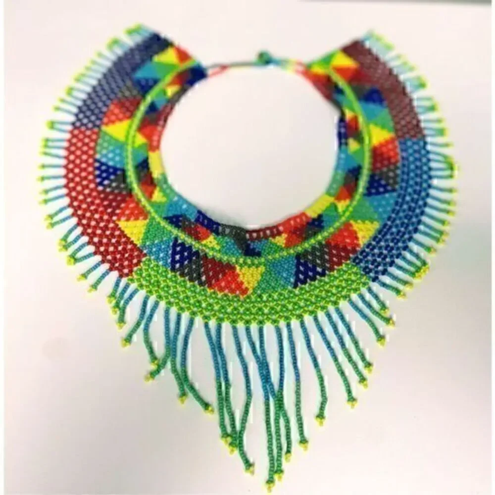 New Beautiful Handmade Colorful Beaded Mexican Collar Necklace